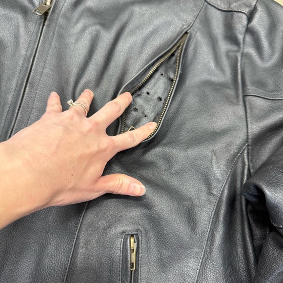 Vintage Genuine Leather Motorcycle Jacket Black Side Lace Biker - Picture 5 of 13